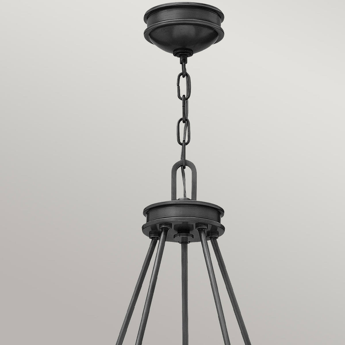 Collier Five Light Chandelier in Black Oxide with Clear Seeded Glass Shades