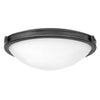 Collier Medium Flush Ceiling Light in Black Oxide with Opal Glass Diffuser