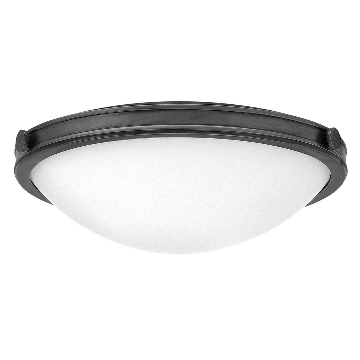 Collier Medium Flush Ceiling Light in Black Oxide with Opal Glass Diffuser