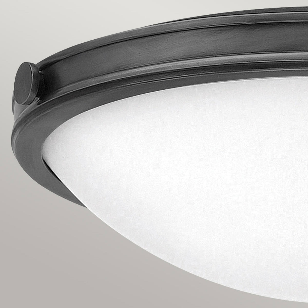 Collier Medium Flush Ceiling Light in Black Oxide with Opal Glass Diffuser
