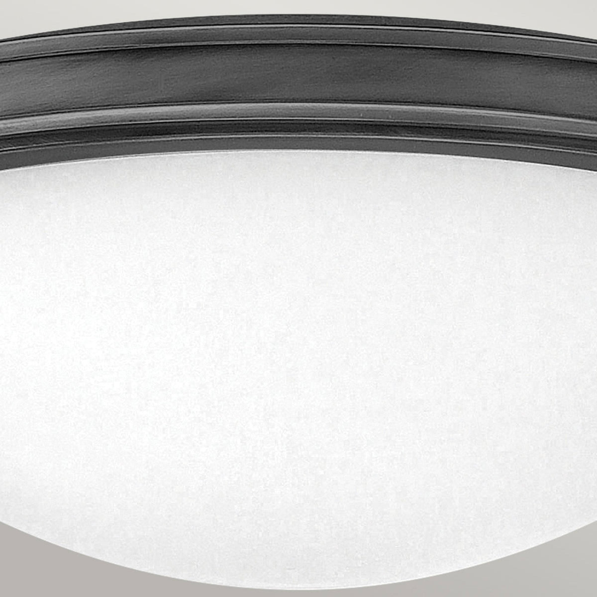 Collier Medium Flush Ceiling Light in Black Oxide with Opal Glass Diffuser