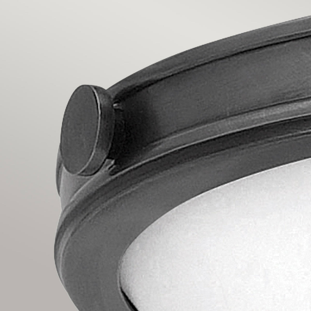 Collier Medium Flush Ceiling Light in Black Oxide with Opal Glass Diffuser