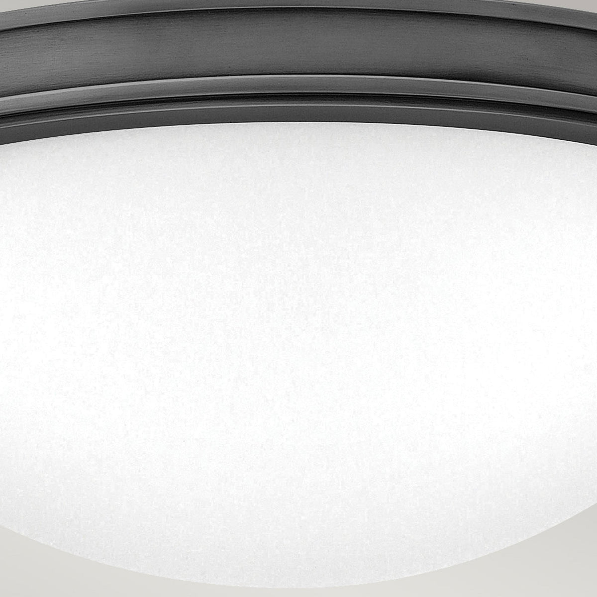 Collier Small Flush Ceiling Light in Black Oxide with Opal Glass Diffuser