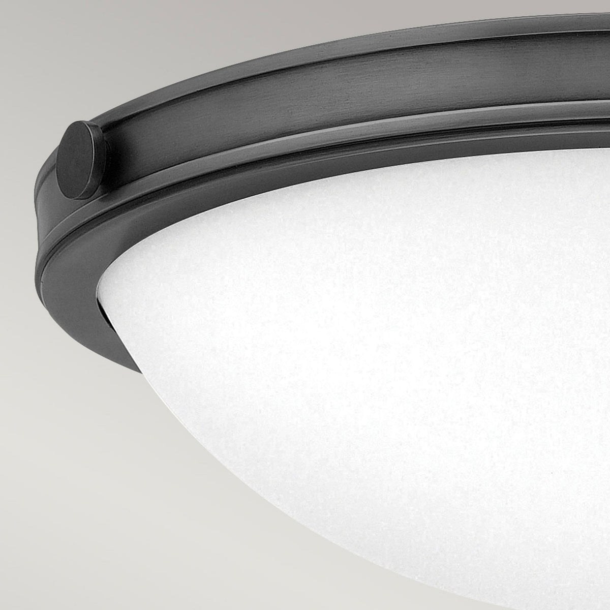 Collier Small Flush Ceiling Light in Black Oxide with Opal Glass Diffuser