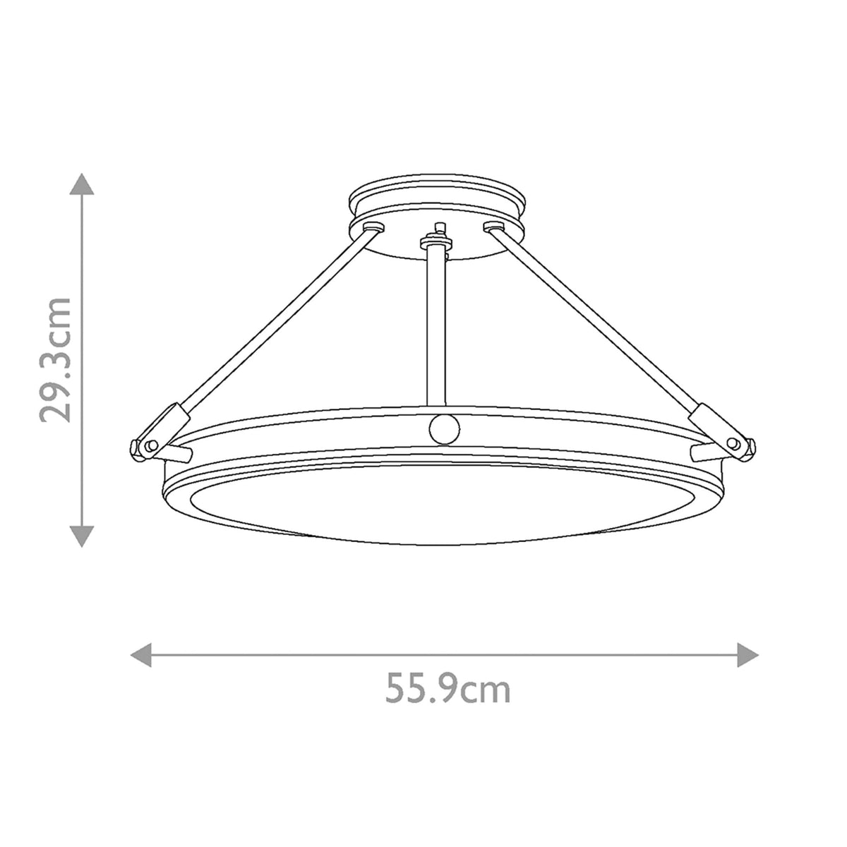 Collier Medium Semi-Flush Ceiling Light in Black Oxide with Opal Glass Diffuser