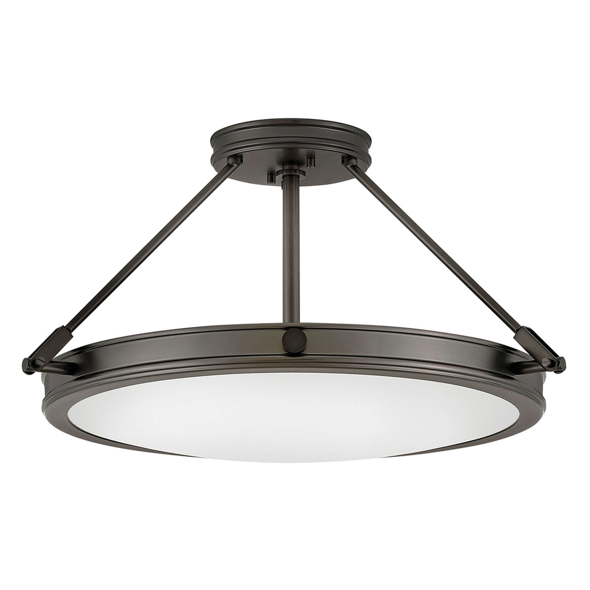 Collier Medium Semi-Flush Ceiling Light in Black Oxide with Opal Glass Diffuser