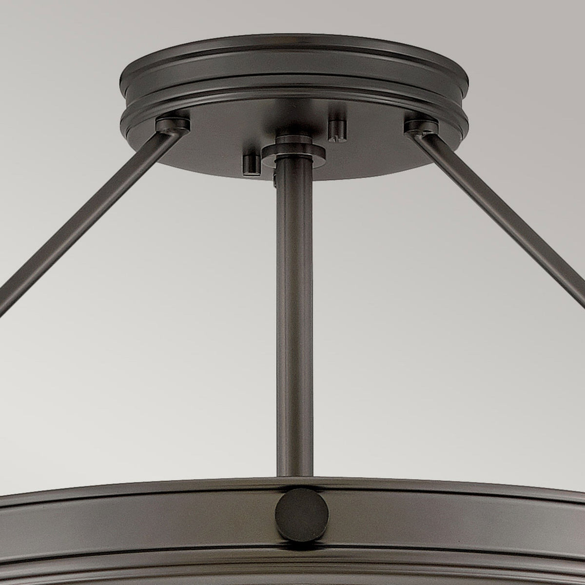 Collier Medium Semi-Flush Ceiling Light in Black Oxide with Opal Glass Diffuser