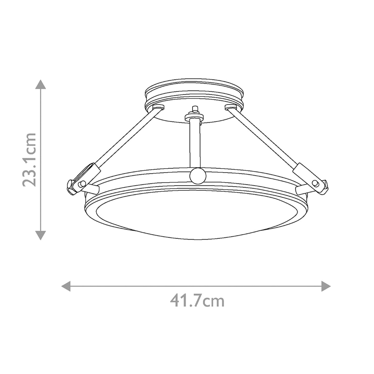 Collier Small Semi-Flush Ceiling Light in Heritage Brass with Opal Glass Diffuser