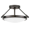 Collier Small Semi-Flush Ceiling Light in Black Oxide with Opal Glass Diffuser