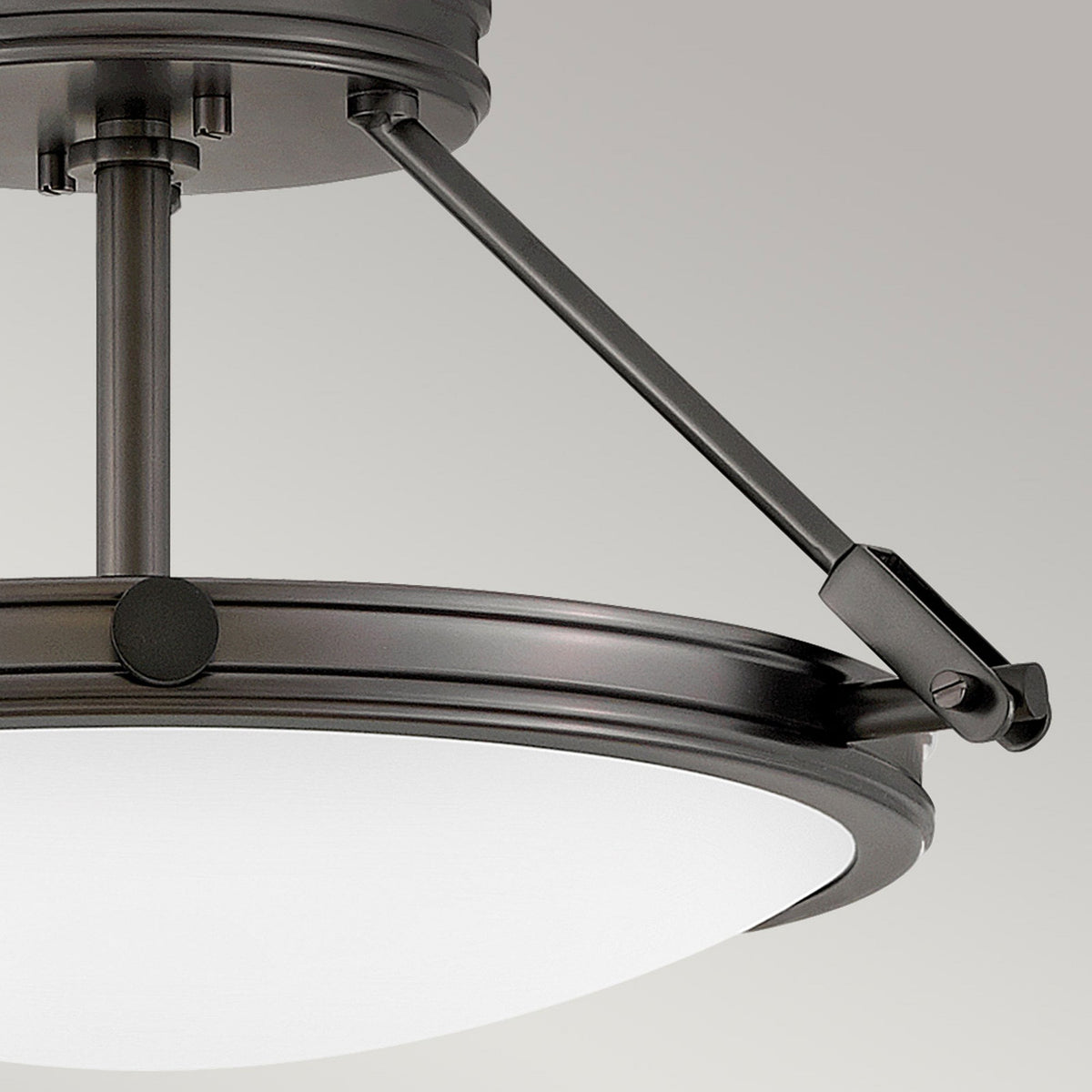 Collier Small Semi-Flush Ceiling Light in Black Oxide with Opal Glass Diffuser