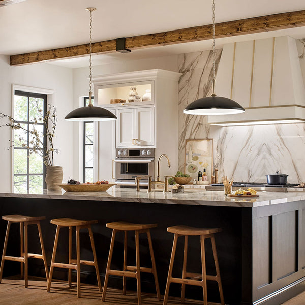 Delarosa Single Drop Pendant in Black and Champagne Bronze