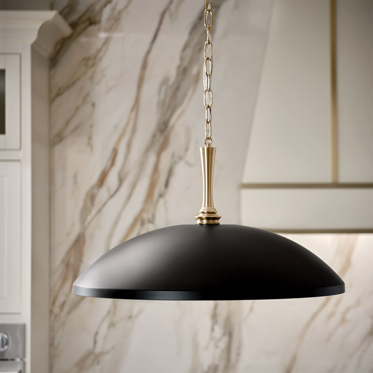 Delarosa Single Drop Pendant in Black and Champagne Bronze