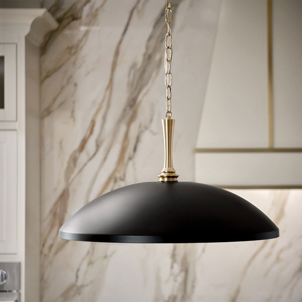 Delarosa Single Drop Pendant in Black and Champagne Bronze