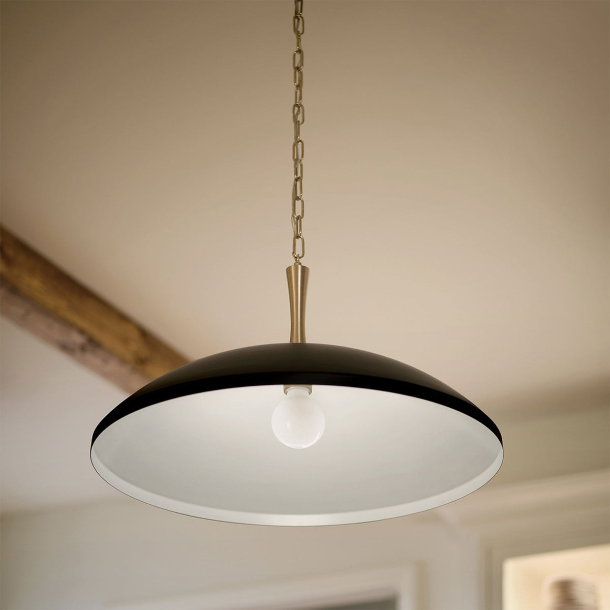 Delarosa Single Drop Pendant in Black and Champagne Bronze