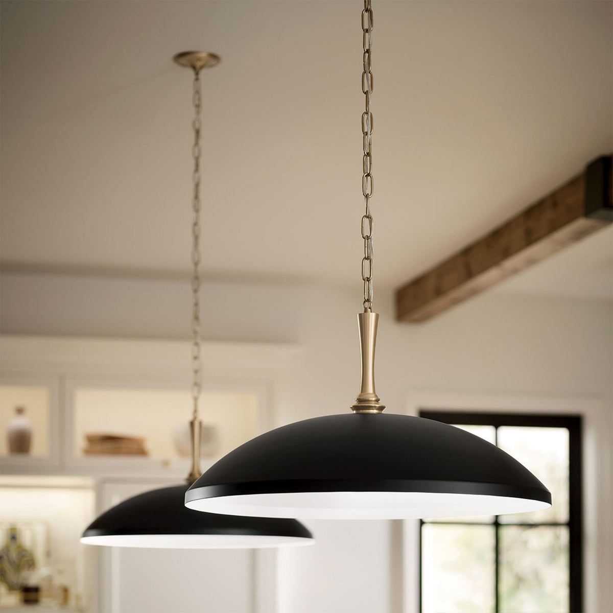 Delarosa Single Drop Pendant in Black and Champagne Bronze