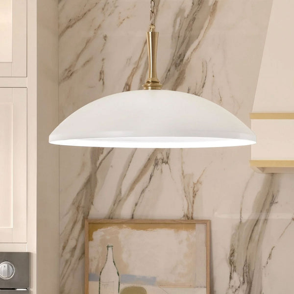 Delarosa Single Drop Pendant in White and Champagne Bronze