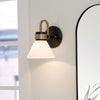 Farum IP44 Wall Light in Black & Champagne Bronze with Opal Glass Diffuser