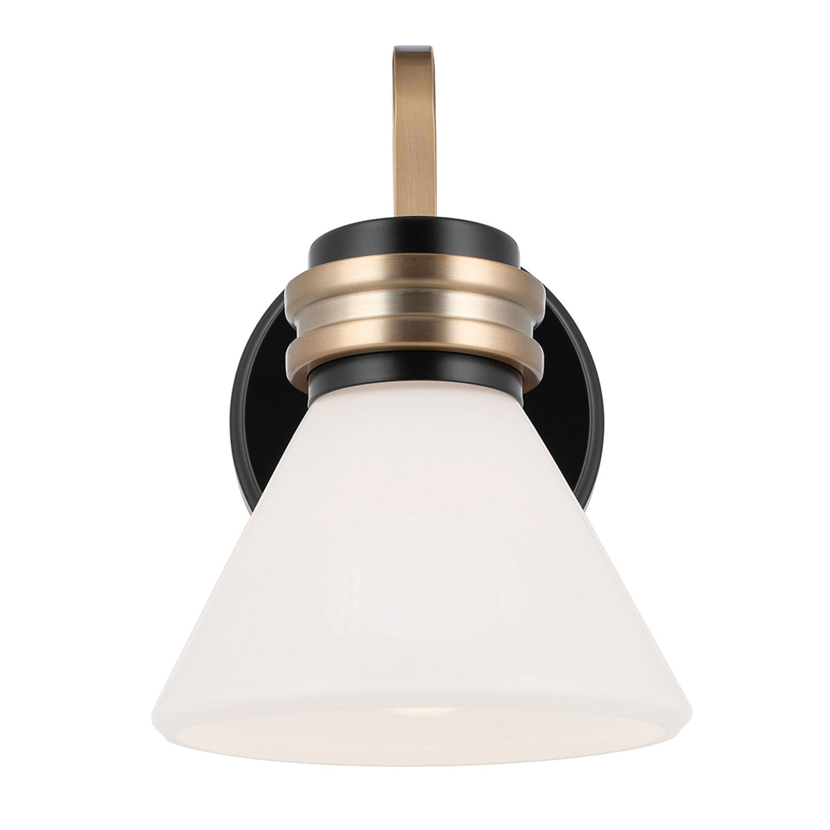 Farum IP44 Wall Light in Black & Champagne Bronze with Opal Glass Diffuser