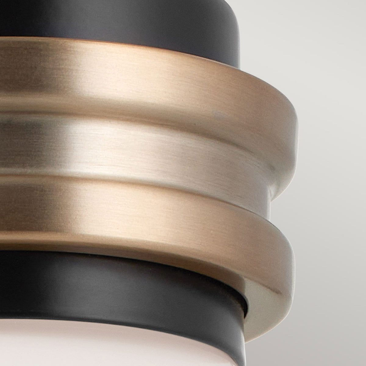 Farum IP44 Wall Light in Black & Champagne Bronze with Opal Glass Diffuser