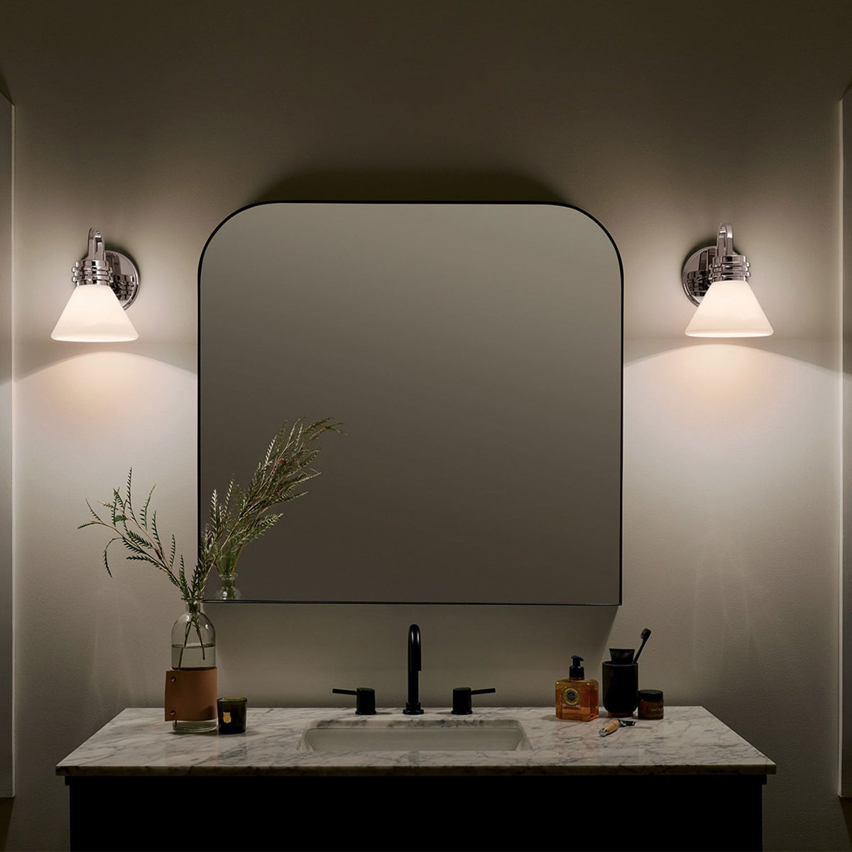 Farum IP44 Wall Light in Polished Chrome with Opal Glass Diffuser