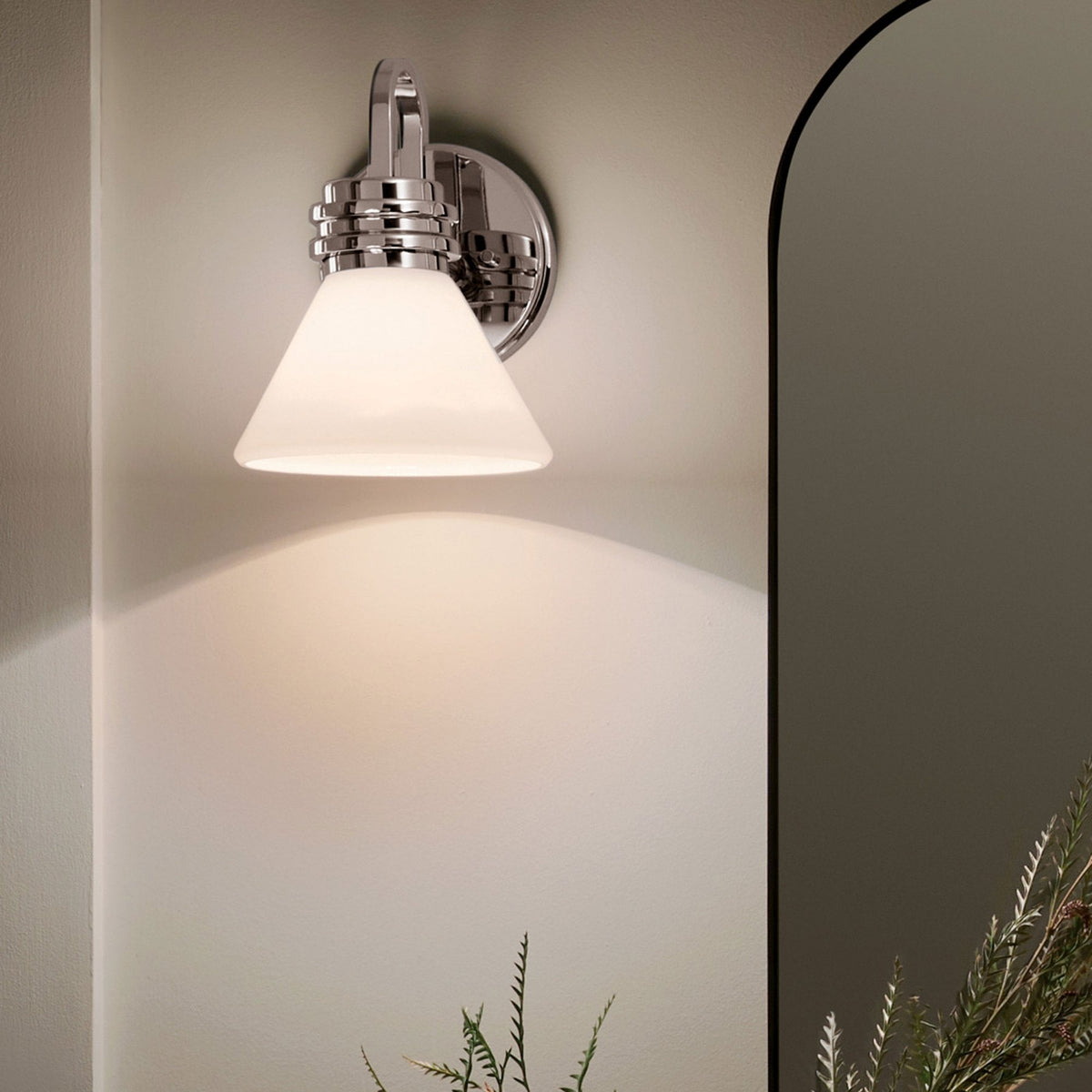 Farum IP44 Wall Light in Polished Chrome with Opal Glass Diffuser