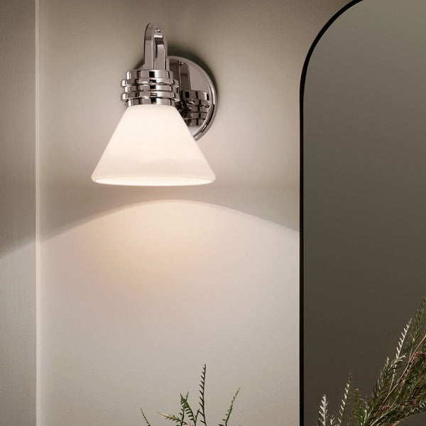 Farum IP44 Wall Light in Polished Chrome with Opal Glass Diffuser