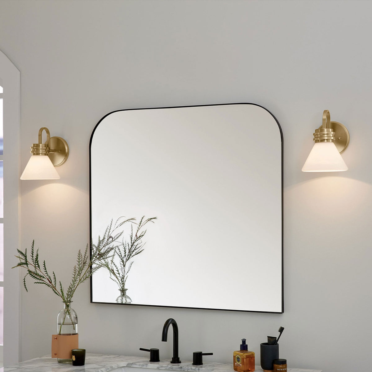 Farum IP44 Wall Light in Champagne Bronze with Opal Glass Diffuser