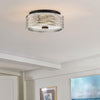 Elle Small Flush Ceiling Light in Black with Clear Chevron & Etched Lens Glass