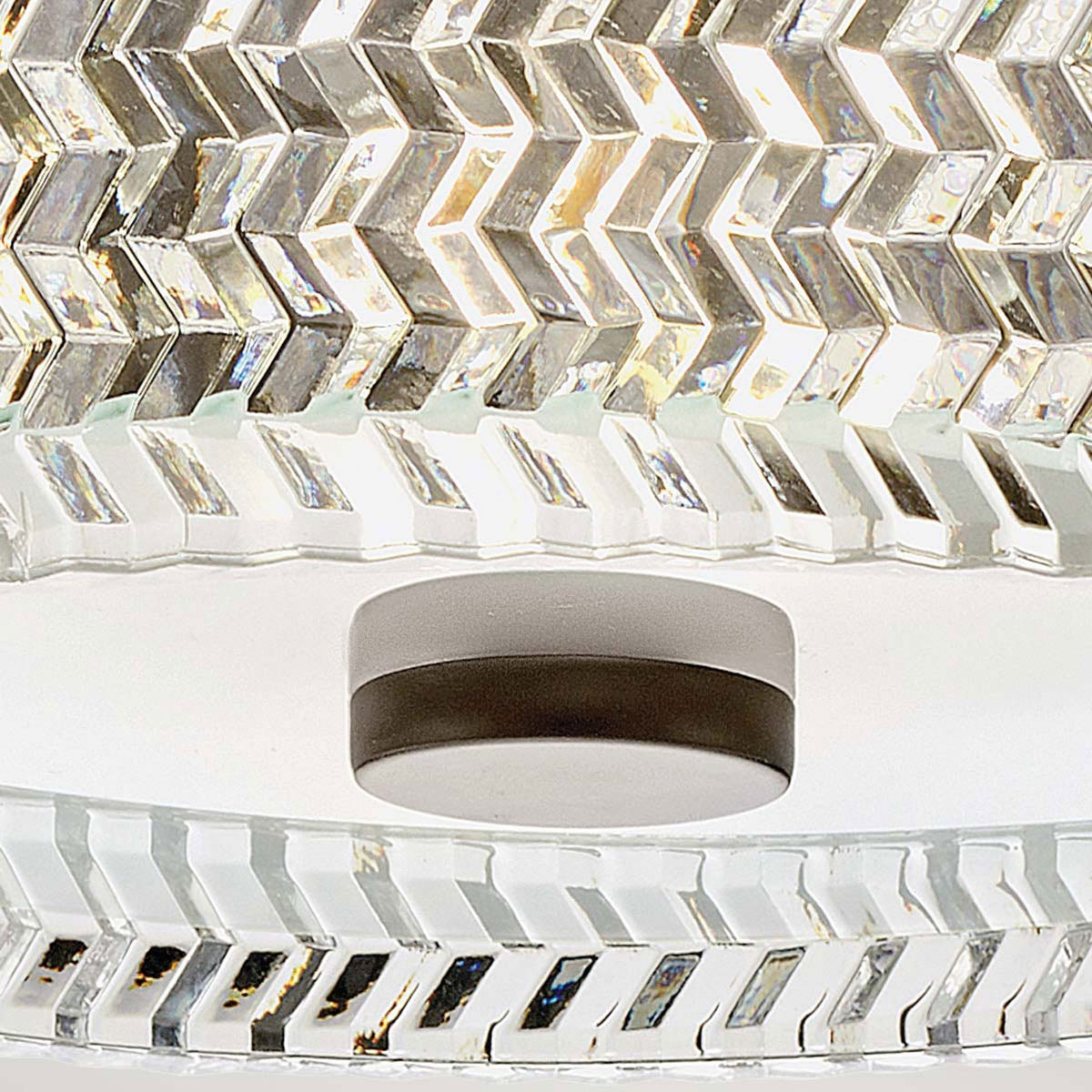 Elle Small Flush Ceiling Light in Black with Clear Chevron & Etched Lens Glass
