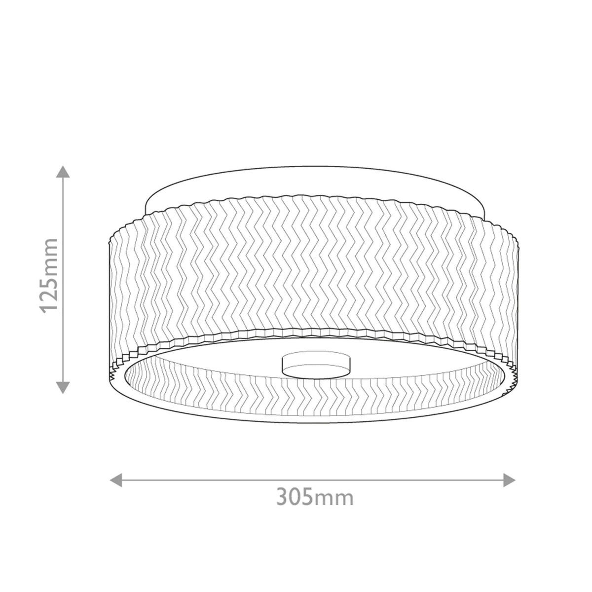 Elle Small Flush Ceiling Light in Black with Clear Chevron & Etched Lens Glass