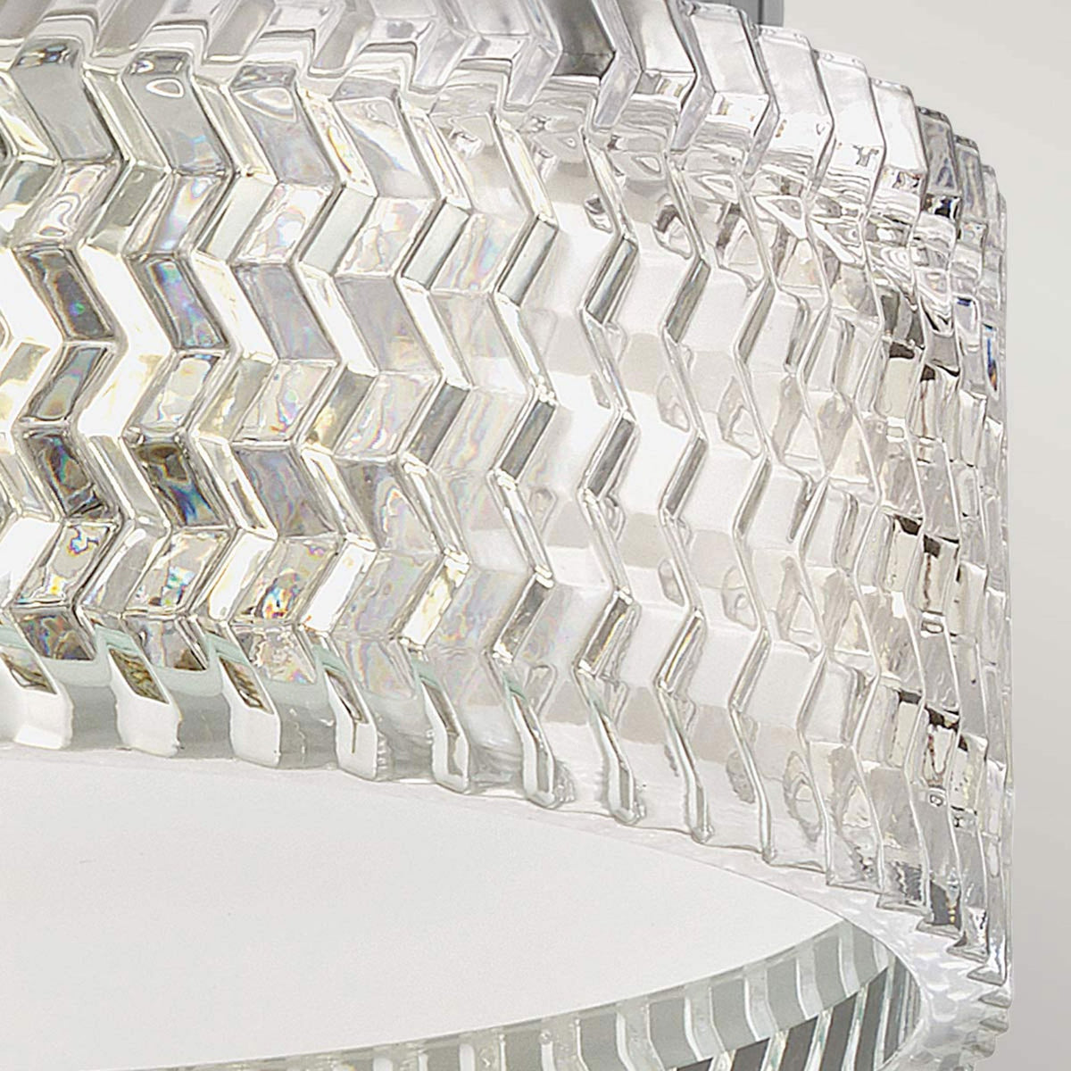 Elle Small Flush Ceiling Light in Chrome with Clear Chevron & Etched Lens Glass