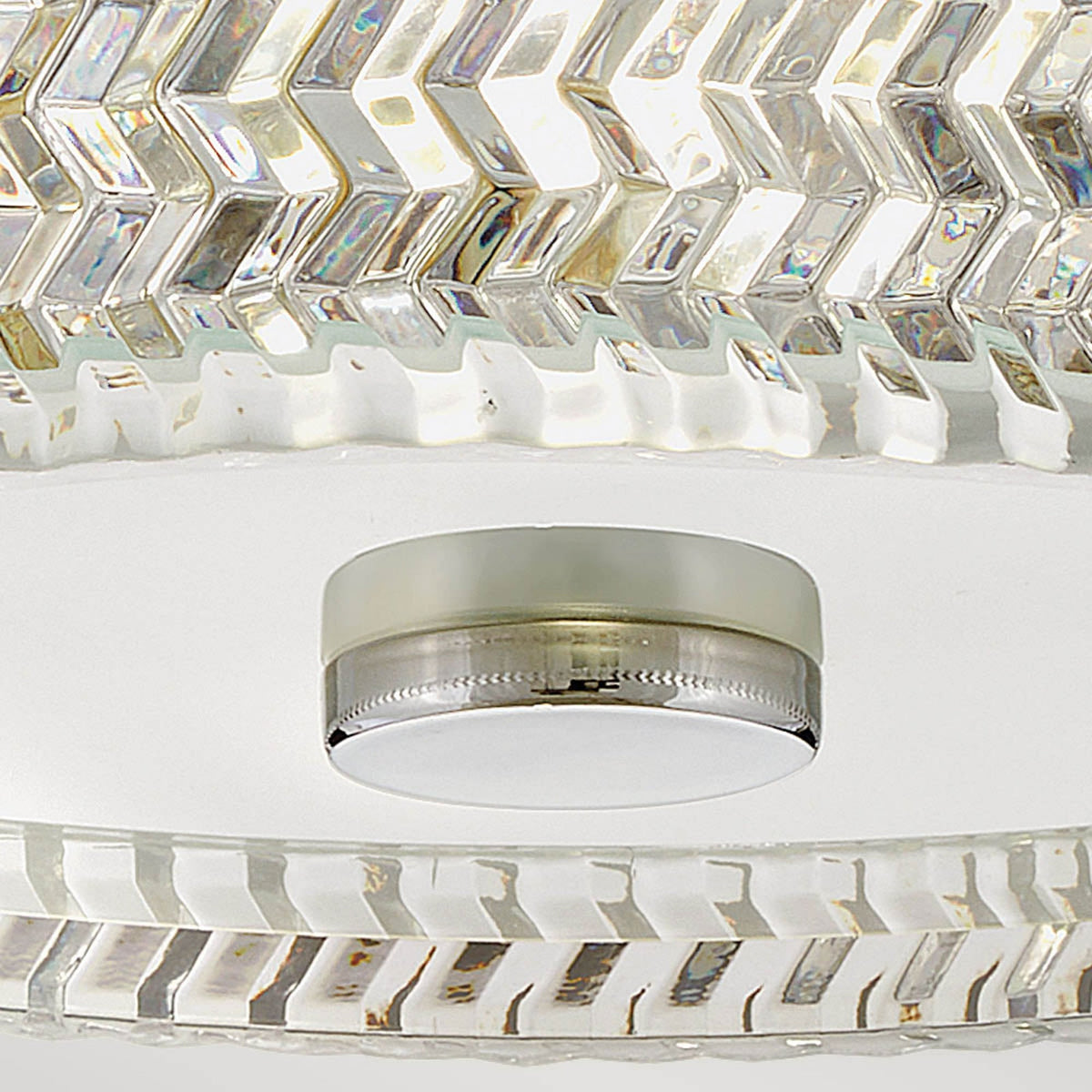 Elle Small Flush Ceiling Light in Chrome with Clear Chevron & Etched Lens Glass