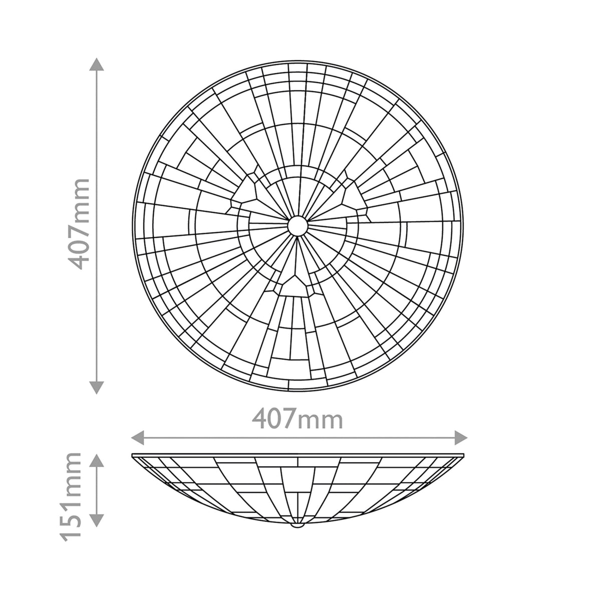 Tiffany Inglenook Flush Ceiling Light in Shades of Sapphire Blue Warm Honey Amber and Cream