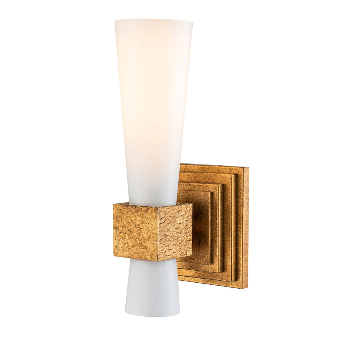 Kristy Single Wall Light in Distressed Gold with Opal Glass Diffuser