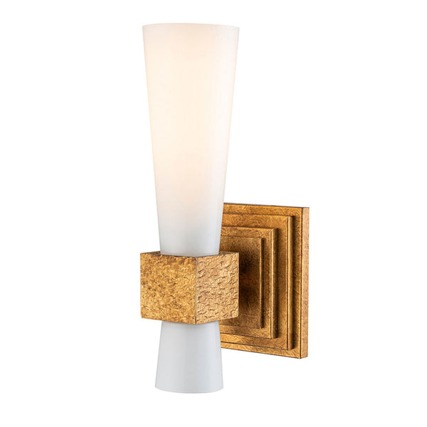 Kristy Single Wall Light in Distressed Gold with Opal Glass Diffuser