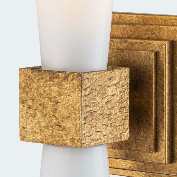 Kristy Single Wall Light in Distressed Gold with Opal Glass Diffuser