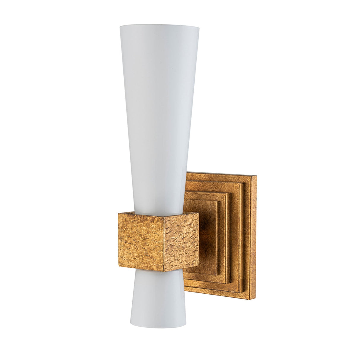 Kristy Single Wall Light in Distressed Gold with Opal Glass Diffuser