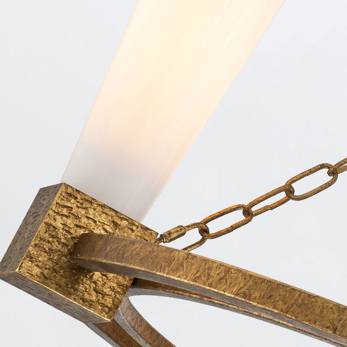 Kristy Four Lamp Chandelier in Distressed Gold with Opal Glass Diffusers