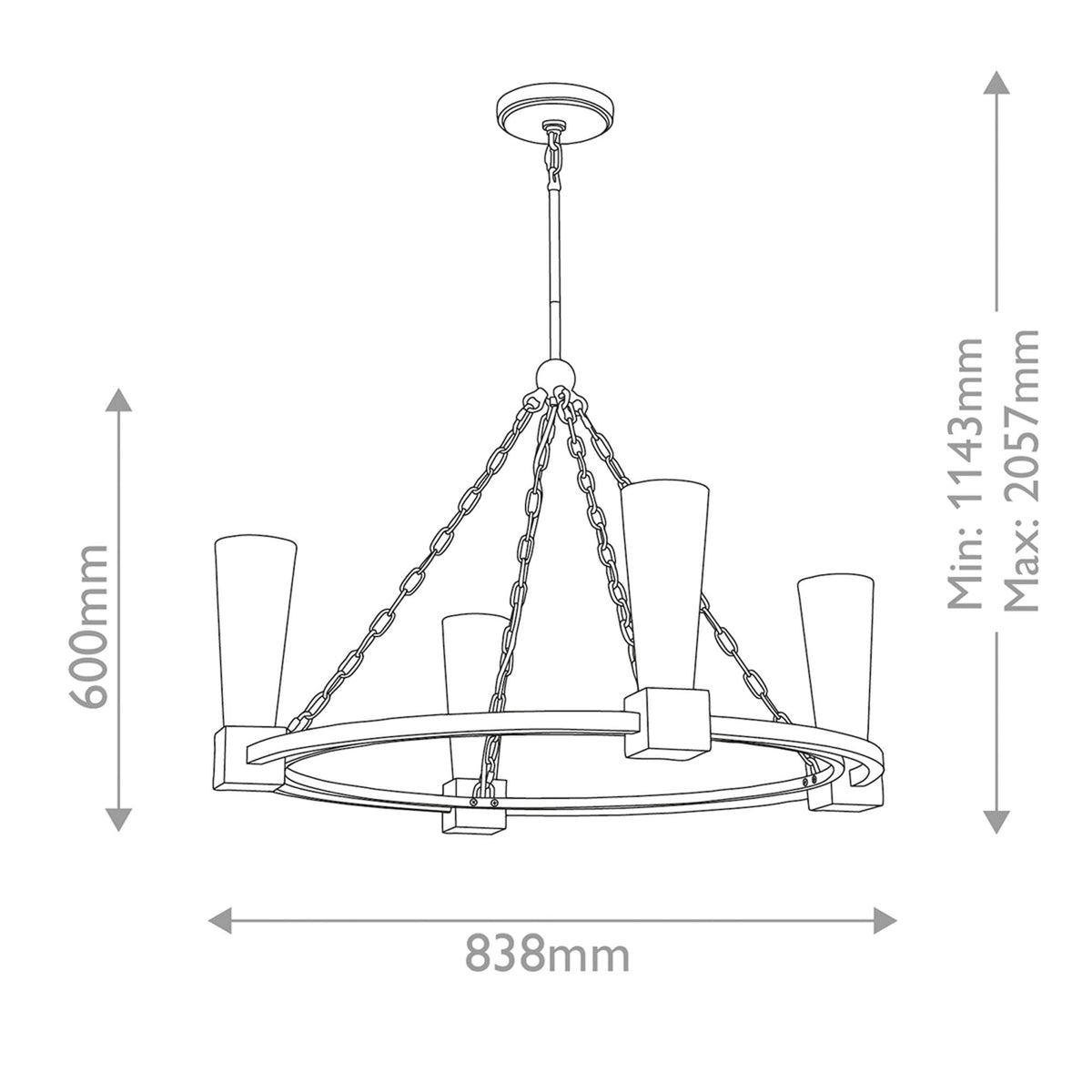 Kristy Four Lamp Chandelier in Distressed Gold with Opal Glass Diffusers