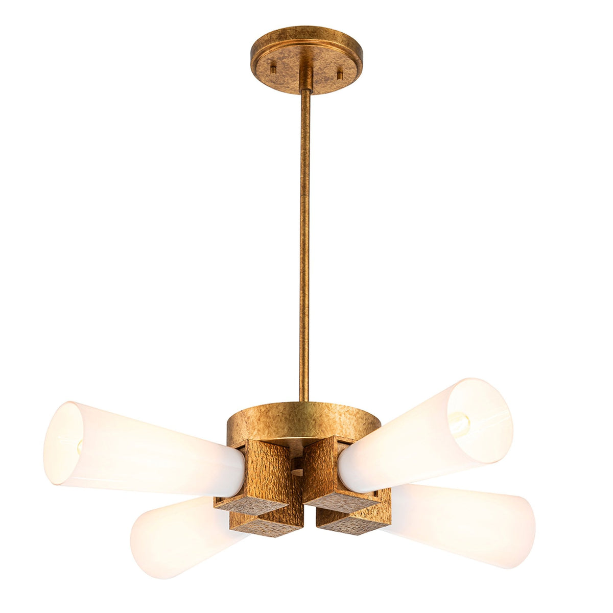 Kristy Flush Semi Flush or Pendant Fitting in Distressed Gold with Opal Glass Diffusers