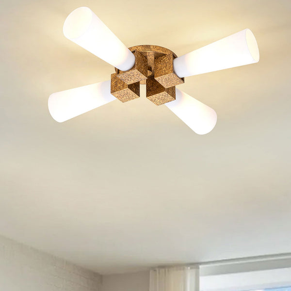 Kristy Flush Semi Flush or Pendant Fitting in Distressed Gold with Opal Glass Diffusers