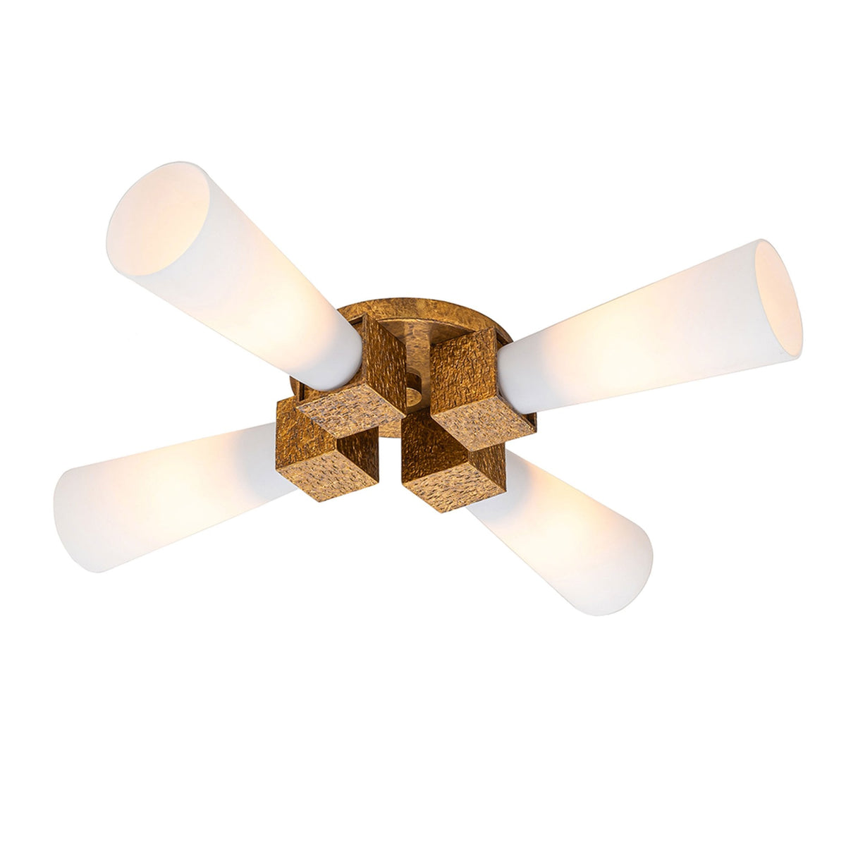 Kristy Flush Semi Flush or Pendant Fitting in Distressed Gold with Opal Glass Diffusers