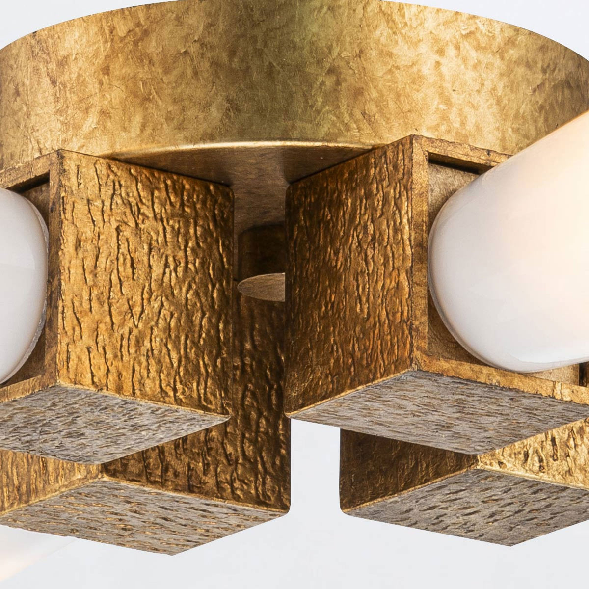 Kristy Flush Semi Flush or Pendant Fitting in Distressed Gold with Opal Glass Diffusers