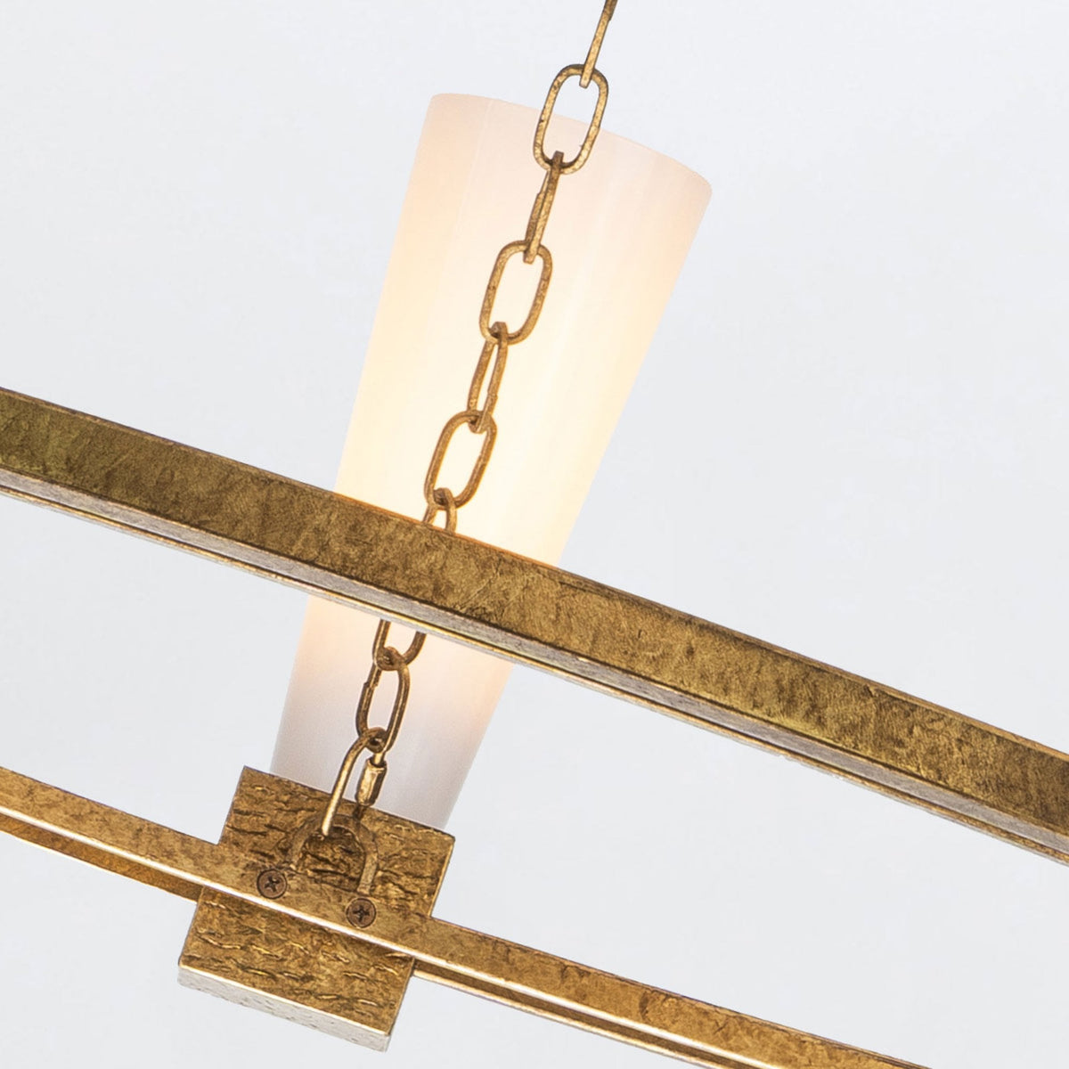 Kristy Five Lamp Chandelier in Distressed Gold with Opal Glass Diffusers