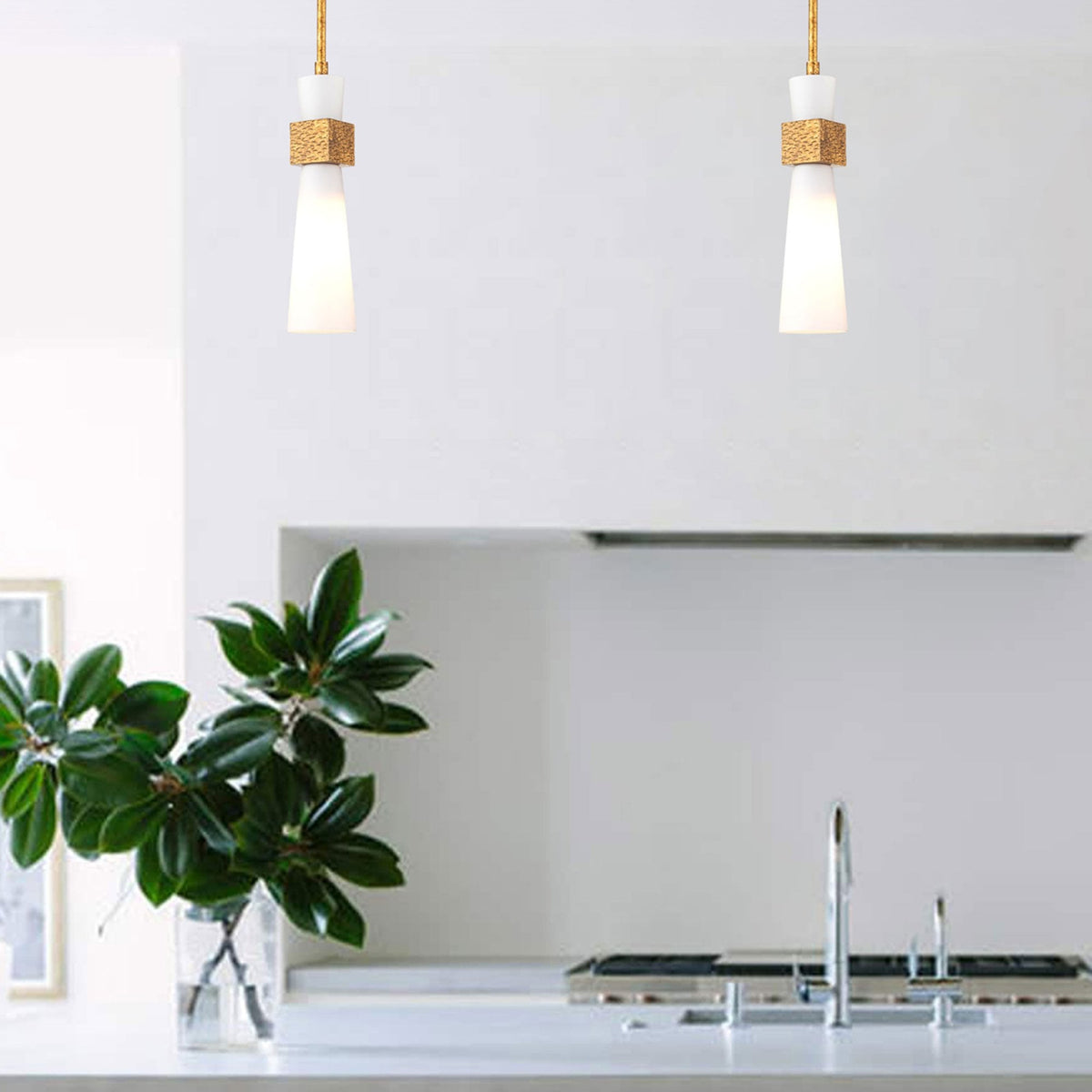 Kristy Mini Pendant in Distressed Gold with Opal Glass Diffuser