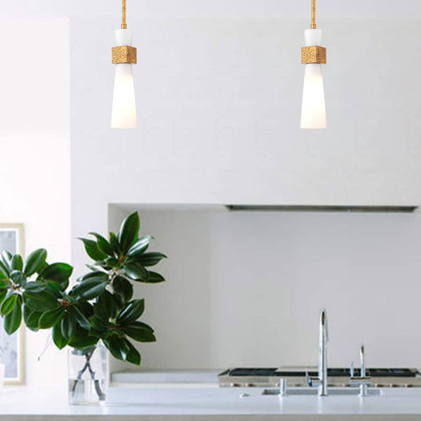 Kristy Mini Pendant in Distressed Gold with Opal Glass Diffuser