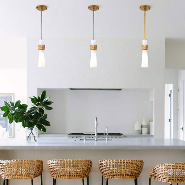 Kristy Mini Pendant in Distressed Gold with Opal Glass Diffuser