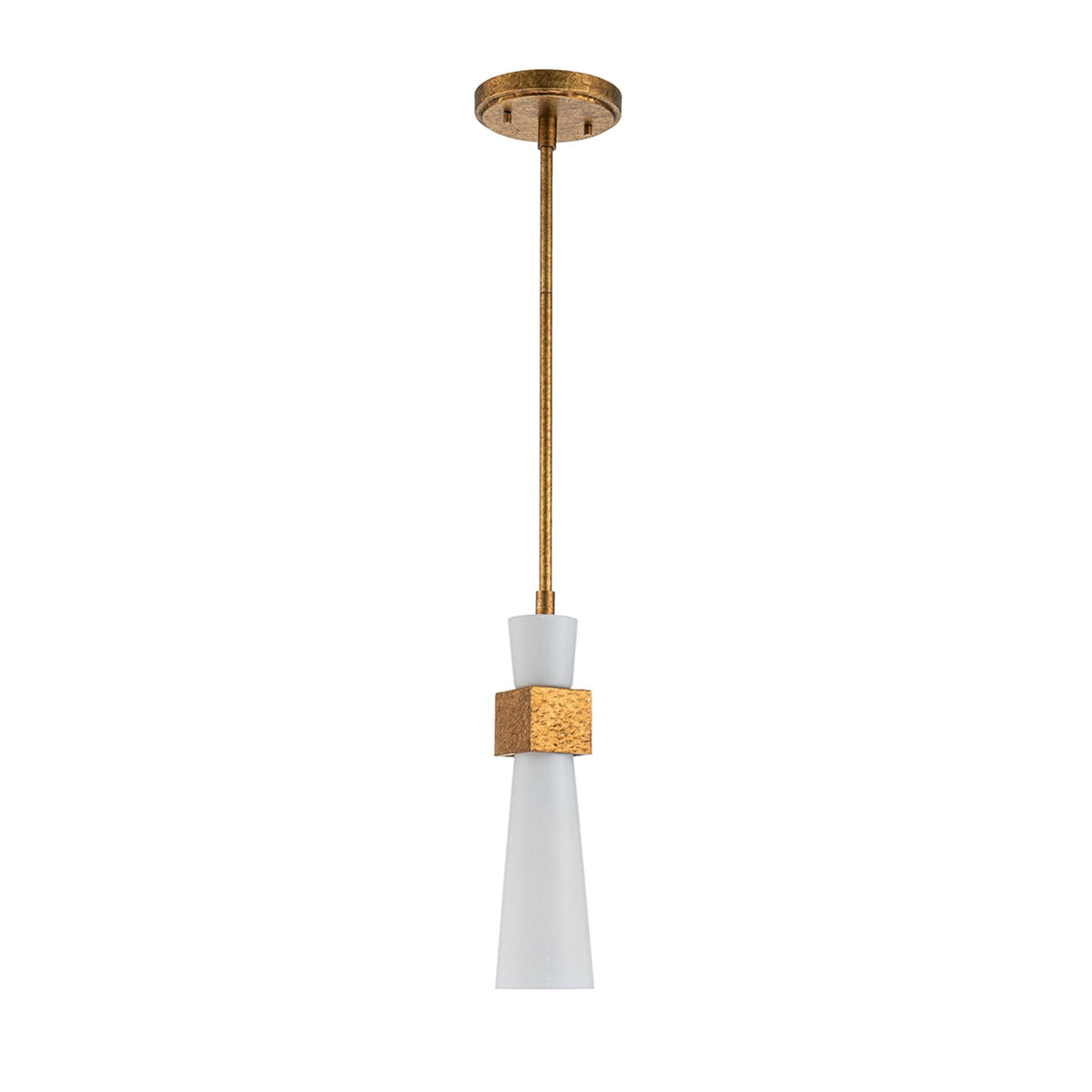 Kristy Mini Pendant in Distressed Gold with Opal Glass Diffuser