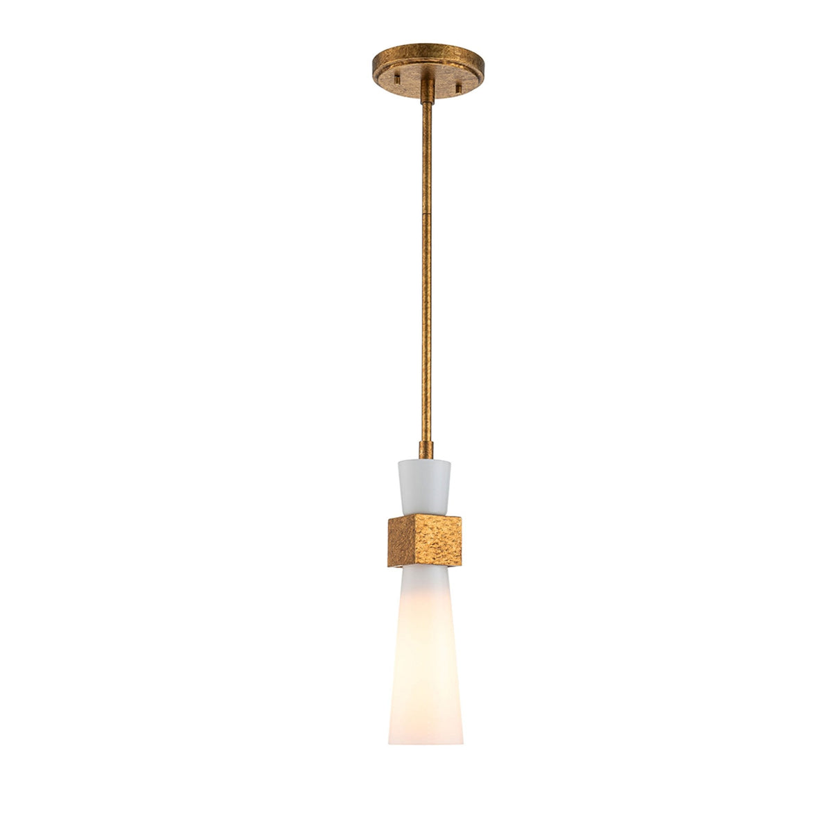 Kristy Mini Pendant in Distressed Gold with Opal Glass Diffuser
