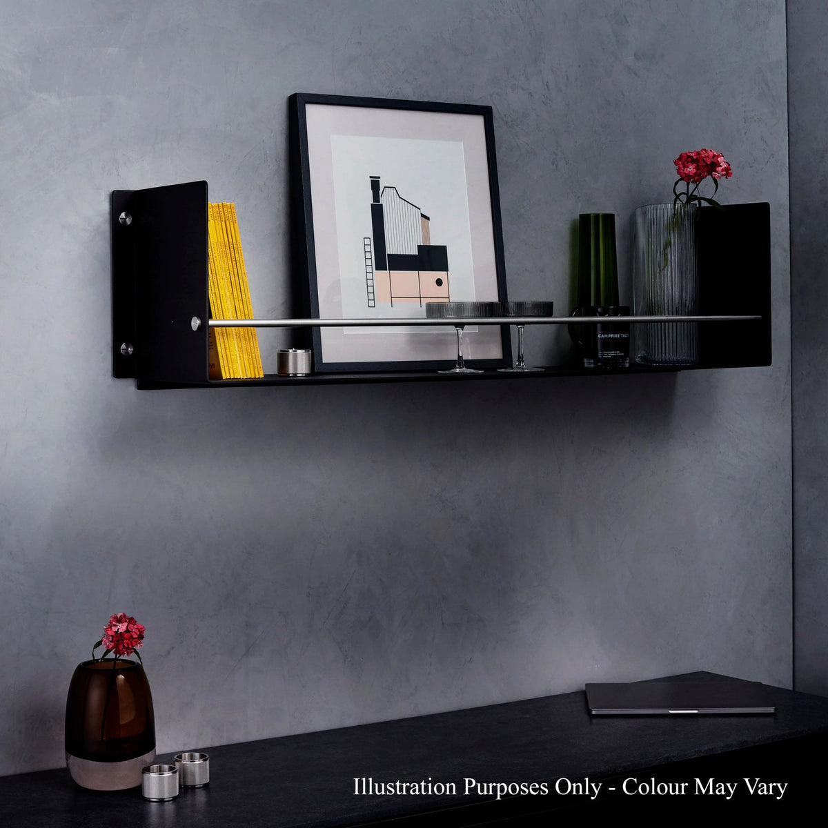 Girder Kitchen Shelf in Black & Steel